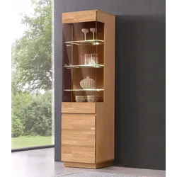 Vitrine HOME AFFAIRE, braun (eiche teilmassiv), Schränke, Höhe 184 cm, Türen aus Massivholz, mit Glaseinsatz
