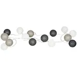 levandeo 15er Lichterkette LED Kugeln Lampions Baumwolle Grau Deko - Grau/Schwarz/Weiß