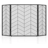 Costway Kaminschirm, Schwarz, Metall, 3x79x66 cm, Kleinmöbel, Kamine &