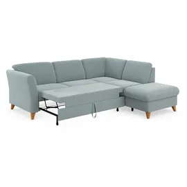 Home Affaire Ecksofa HOME AFFAIRE "Trelleborg L-Form", blau (aqua), B:252cm H:86cm T:213cm, 100% Polyester, Sofas, Ecksofa, Federkern-Polsterung, wahlweise mit Bettfunktion und Stauraum