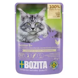 BOZITA Nassfutter Katze Senior 8+ Häppchen in Soße 12x85 g Huhn