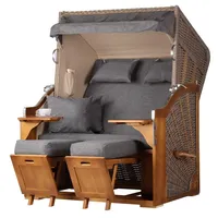 Bene living Strandkorb Komplettset Schleswig Pinie Zweisitzer PE mokka