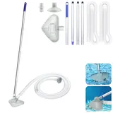 Pool Staubsauger, Pool Zubehör Poolsauger mit Teleskopstange, Pool Handsauger mit Schlauch und Bürste, Poolsauger Bodensauger zum Reinigung für Pools, Whirlpools, Spas (A)