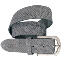 Ledergürtel SILBERGIFT, Damen, Gr. 85, grau, Rindsleder, geprägtes Muster, geprägt, Reptilienprägung, Schlangenoptik, unifarben, feminin,modisch,casual,klassisch, Gürtel, Reptilien-Prägung, Vollrindleder