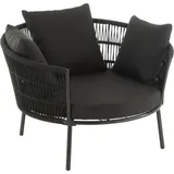 Runder Outdoor-Sessel aus Rattan und Metall - Schwarz