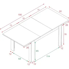 Dmora Dilici 140/190 x 78 x 90 cm weiß