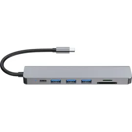 Equip USB-C 7-in-1 Multifunktionsadapter, HDMI 4K/60Hz, USB 3.2 Gen1 x 3, TF/MICRO SD, 100W USB PD