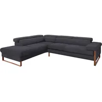 Ecksofa W.SCHILLIG "finn, Designsofa mit tollem Sitzkomfort, bequem, L-Form", grau (antracite s37), B:281cm H:71cm T:230cm, Flachgewebe S22 (100% Polyester);Stoff S37 (100% Polyester);Longlife Xtra-Leder Z59: Glattleder mit modischer Prägung. Hautstärke 0, 9 - 1, 1 mm, Sofas, Ecksofa, German Design Award 2016, Fußgestell Nussbaum natur, Breite 281 cm