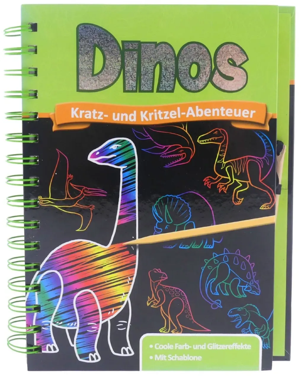 Dinos Kratz- und Kritzel- Abenteuer Spiralbindung Kinderbuch Stift Dinosarier...