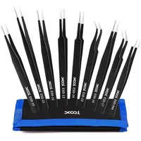 Luxuskollektion Pinzetten Set 9-teilig Präzisions-Pinzette Edelstahl ESD Sicherheit