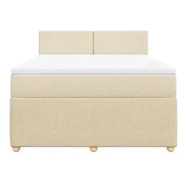 vidaXL Boxspringbett mit Matratze Creme 140x200 cm Stoff