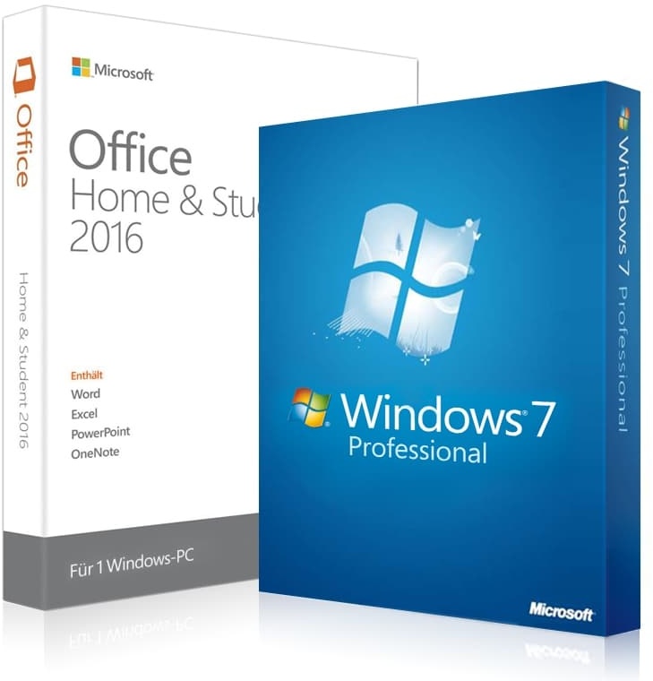 Windows 7 Professional + Office 2016 Home & Student 32/64 Bit