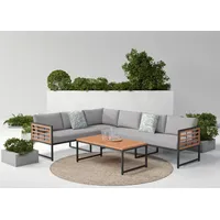 Konifera Gartenlounge-Set »Lamia«, (Set, 14 tlg., 2x3er Sofa, 1x Tisch 110x60x42cm, inkl. Auflagen, inkl. 2 Dekokissen), Stahl, Akazienholz, verschiedene Stellmöglichkeiten, Loungeset,