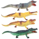 Krokodil-Figuren-Spielzeug, Kunststoff-Alligator-Spielzeug, künstliches Tier für pädagogisches Spielen, Kinder-Party-Dekoration (gelb, grün, grau), wie abgebildet, Halloween-Dekoration, 4 Stück, Krok