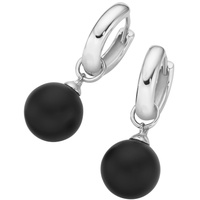 Giorgio Martello Milano Creolen Behang schwarze Achat-Kugeln oder weiße Perlen, Silber 925«, schwarz
