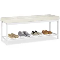 Relaxdays XXL Schuhbank mit Polsterauflage weiß, 115 cm