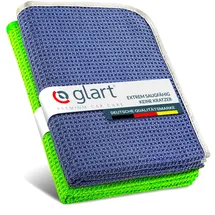Glart 47TG Mikrofasertücher 2er-Set – XXL Auto Trockentücher 70×40 cm für Fahrzeugtrocknung – saugstark, fusselfrei, kratzfrei – Lack schonend trocknen nach der Handwäsche – Deutsche Qualitätsmarke