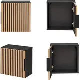 Lomadox Badezimmer Hängeschrank 35x35 cm XANTEN-56 in anthrazit mit Eiche Nb. Schwarze Rillen, B/H/T: ca. 35/35/22 cm