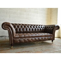 JVmoebel Chesterfield-Sofa, Chesterfield Couch Polster Sofas Klassischer Sitz Leder Textil braun