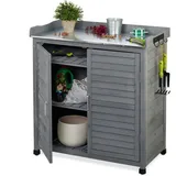 Relaxdays Pflanztisch grau 92 x 90 x 45 cm