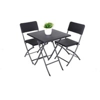 Gravidus Balkonset 3-tlg. Balkon-Set Balkongruppe Tisch Stuhl klappbar Rattan-Optik schwarz