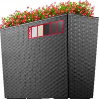 Kadax Blumenkasten aus Kunststoff, mit Einsatz, Rattanmuster, 56 cm,