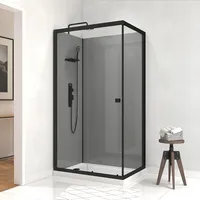 Marwell Komplettdusche Rechteck rechts 110 x 80 cm 5 mm Sicherheitsglas grau/schwarz