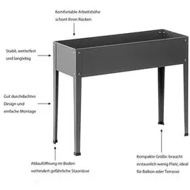 Dehner Hochbeet Münster 100 x 30 x 80 cm Dunkelgrau