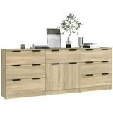 vidaXL 3-tlg. Sideboard Sonoma Eiche-Optik Holzwerkstoff