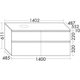Burgbad Lin20 Waschtischunterschrank 140 x 66 x 55 cm Basaltgrau Matt