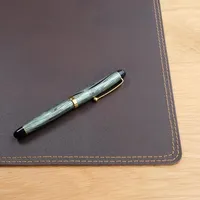 Hamosons Hochwertige Schreibtischunterlage/Schreibtischauflage aus Echt-Leder, Braun, Modell 100