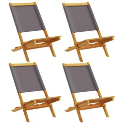 vidaXL Gartenstühle 4 Stk., Gartenstuhl mit Armlehnen, Klappstuhl für Garten Balkon Terrasse, Stuhlset Gartenmöbel, Anthrazit Stoff Massivholz Akazie