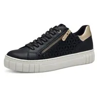 Marco Tozzi Sneaker flach mit Reißverschluss Vegan, Schwarz (Black Comb), 36 EU - 36 EU