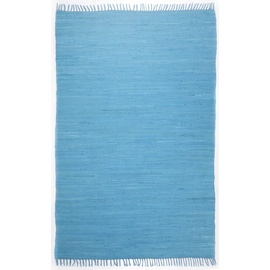 Theko | Dhurry Teppich Happy Cotton | handgewebt | Farbe: Türkis | 40x60 cm