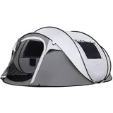 Camping Zelt, Pop Up Zelt 4-5 Personen, Automatisches Aufstellzelt in 3 Sekunden, Wurfzelte Wasserdicht Sonnenschutz, Familie Zelt, Tragbares Leichtes Kuppelzelt für Outdoor Camping (Grau)