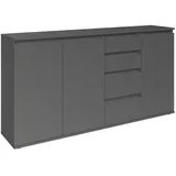 Stella Trading Brest, Anthrazit, Holzwerkstoff, 2 Fächer, 4 Schubladen, 160x84x35 cm, Typenauswahl, stehend, in verschiedenen Größen erhältlich, Schlafzimmer, Schlafzimmer Kommoden