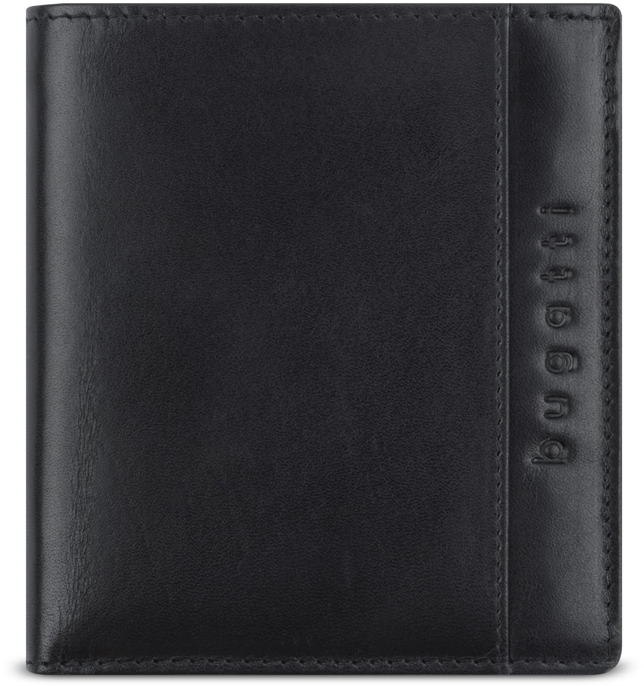 bugatti Romano Geldbörse klein mit Klappe, Mini-Portemonnaie mit RFID Leder, schwarz