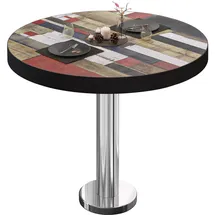 GGM Möbel Bistrotisch Ø 60 x 77 cm Vintage Bunt/Schwarz