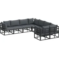 VidaXL Garten-Sofa-Set mit Kissen 8 pcs Schwarz Aluminium