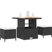 VidaXL Garten Essgruppe 3-tlg. Garten-Essgruppe mit Kissen Schwarz Poly