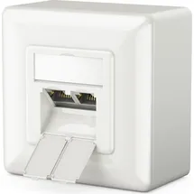 deleyCON 1x CAT 6a Universal Netzwerkdose - 2x RJ45 Port - Geschirmt - Aufputz oder Unterputz - 10 Gigabit Ethernet Netzwerk - EIA/TIA 568A&B - Weiß
