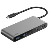 Belkin 7-Port-USB-C-Hub mit zwei USB-C Anschlüssen silber