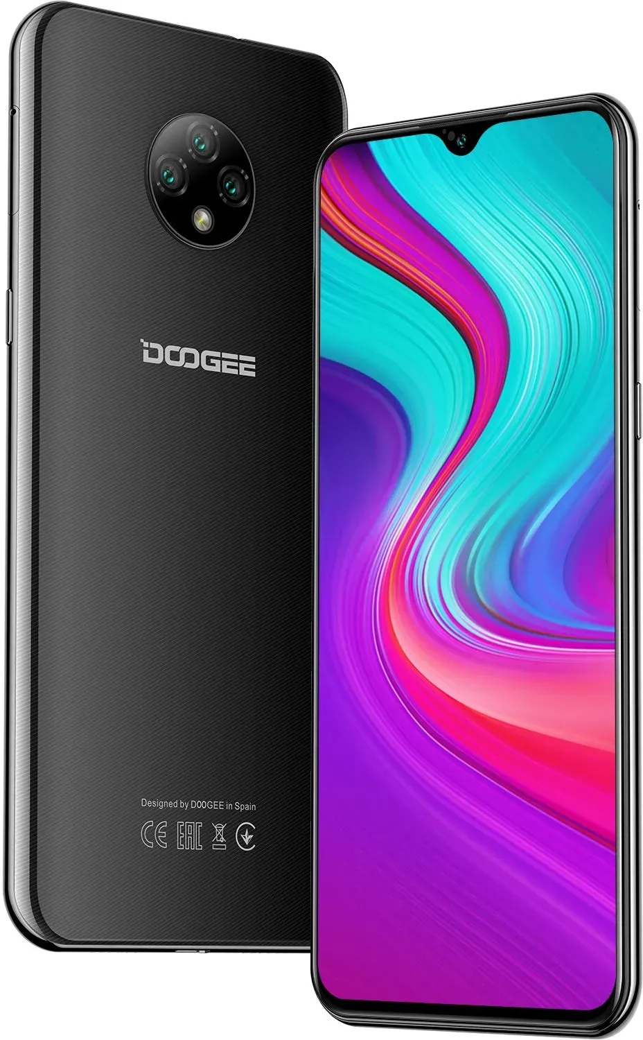 DOOGEE X95 Smartphone ohne Vertrag, 6.52 Zoll Bildschirm Android 10 4G Handy 13MP AI Kamera,4350mAh großer Akuu, 2GB+16GB, Speicher 128 GB Erweiterbar, Dual SIM, Face ID,OTG (Schwarz)