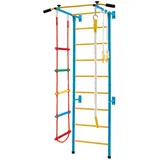 Costway Sprossenwand Turnwand, mit Klimmzugstange, Metall gelb