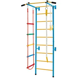 Costway Sprossenwand Turnwand, mit Klimmzugstange, Metall gelb