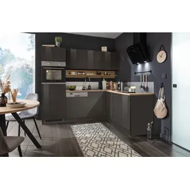 kochstation Winkelküche L-Form 230 x 190 cm grau