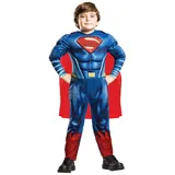 Metamorph Kostüm Justice League Superman Basic, Hochwertigeres Superhelden-Kostüm mit gepolsterten Muskelpartien blau 110-116