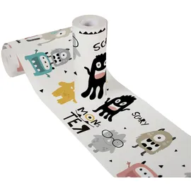 A.S. Création Monster Party Bordüre 16 cm 5 m Grau/Schwarz/Weiß 403754