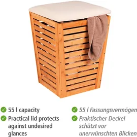 Wenko Wäschetruhe Bambusa mit Sitzpolster Körbe & Aufbewahrung
