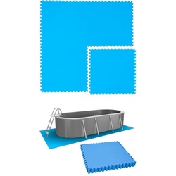 eyepower Bodenmatte 5,1 m2 Poolunterlage 8 EVA Matten 81x81 Pool Set, erweiterbares Stecksystem Blau blau